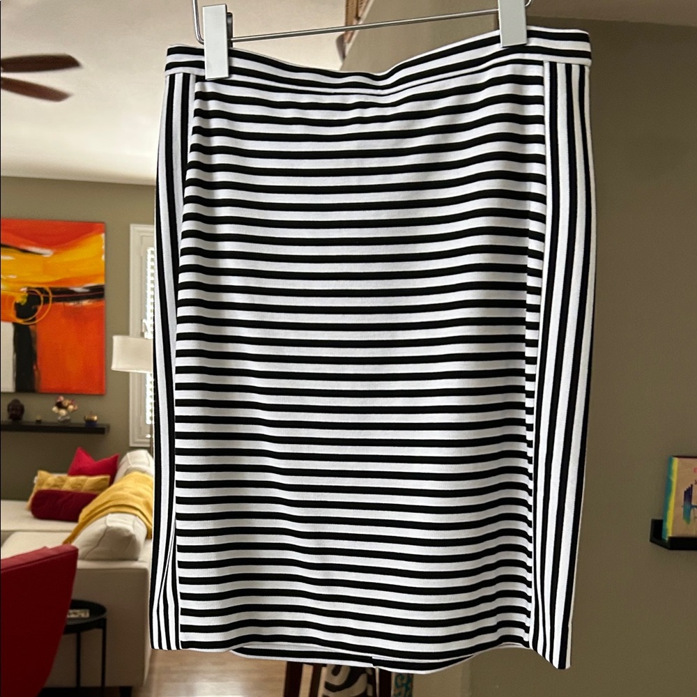 Banana Republic Black and White Striped Pencil Skirt